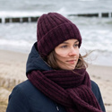 LAURIN Turn-Up Beanie 100% Alpaca 9044 ciemne winogrona