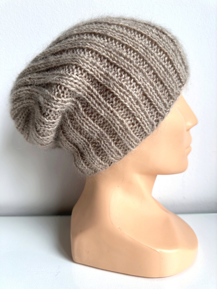 Ręcznie robiona Czapka MARGARET 100% Alpaka plus nitka moher z jedwabiem 2020/20 Jasny Nugat