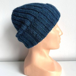 LAURIN Turn-Up Beanie 100% Alpaca 7240 Niebieski Petrol