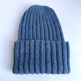 LAURIN Handmade Turn-Up Beanie 100% Alpaca 6309 średni niebieski petrol