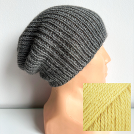 KIARA Beanie-Mütze 100% Alpaka 9028 tarta cytrynowa