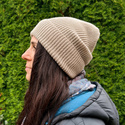 VARELLA – czapka beanie z wełny merino 100% baby merino 64 jasny dąb zimowa unisex