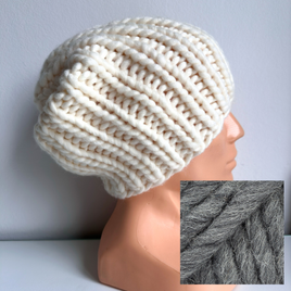ASHER – gruba czapka wełniana damska beanie Nitkowe Love 03 Ciemny szary