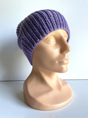 NANA – czapka beanie z wełny baby merino 14 fioletowy, jesienno-zimowa