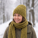 MARGARET – ręcznie robiona czapka alpaka + moher i jedwab 7233 oliwka