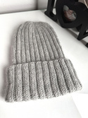MIRA – ręcznie robiona ciepła czapka beanie merino + moher i jedwab 05 Jasny Szary