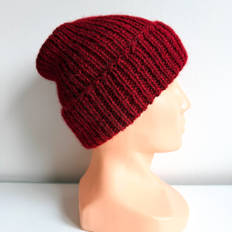 KIARA Mütze mit Umschlag aus 100% Alpaka 3650 Bordeaux