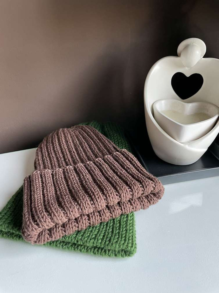 HELLI – czapka zimowa merino wywijana 52 Czekolada, unisex