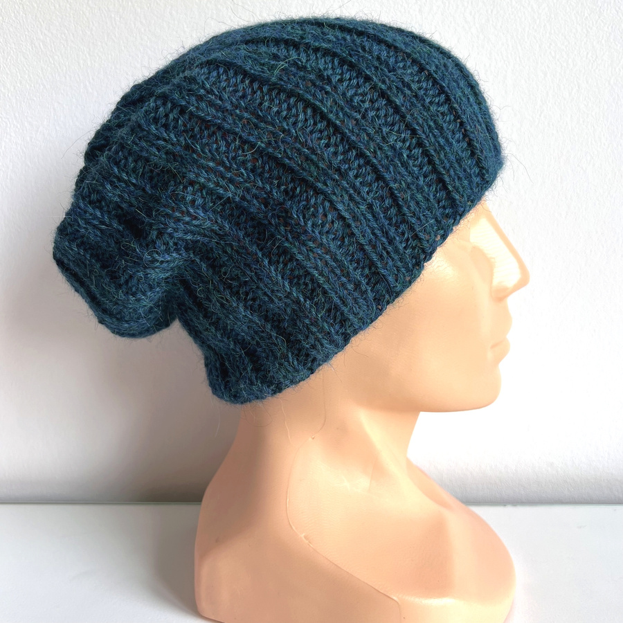 Ręcznie robiona Czapka LAURIN 100% Alpaka 7240 Niebieski Petrol