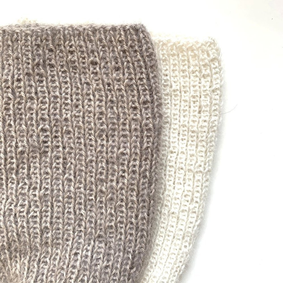 MARI – cienka czapka beanie alpaka + moher i jedwab 100 Ecru