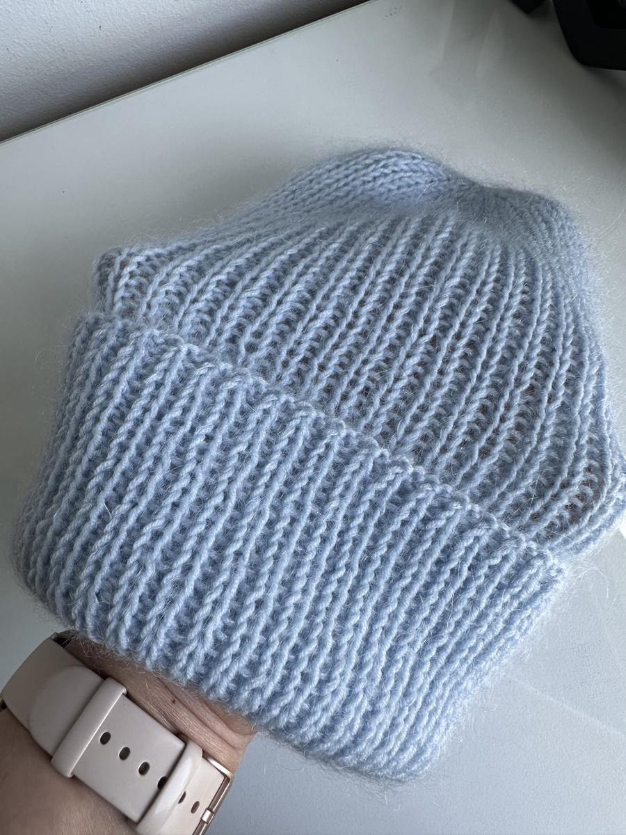 AUREA – ręcznie robiona czapka beanie baby merino + moher i jedwab damska/dziecięca 53/07 Rosa