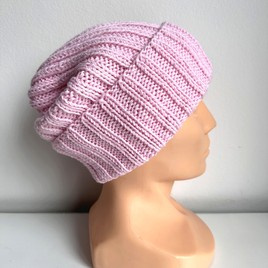 HELLI – czapka merino wywijana 100% Baby Merino 05 Jasny Róż