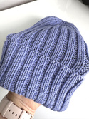HELLI – czapka beanie wywijana 100% baby merino 25 Lawenda zimowa unisex
