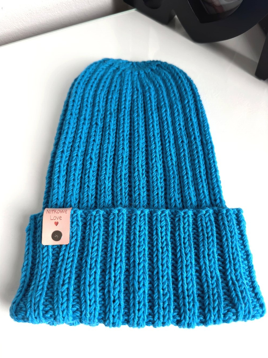 HELLI – czapka beanie wywijana 100% baby merino 32 turkusowy