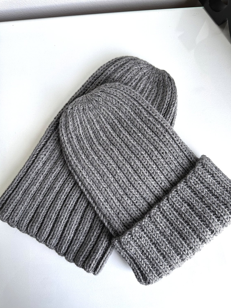 HELLI Beanie-Mütze 100% Baby-Merinowolle 19 Grau