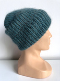 AUREA – ręcznie robiona czapka beanie baby merino + moher i jedwab damska/dziecięca 47/37 Morze Północne