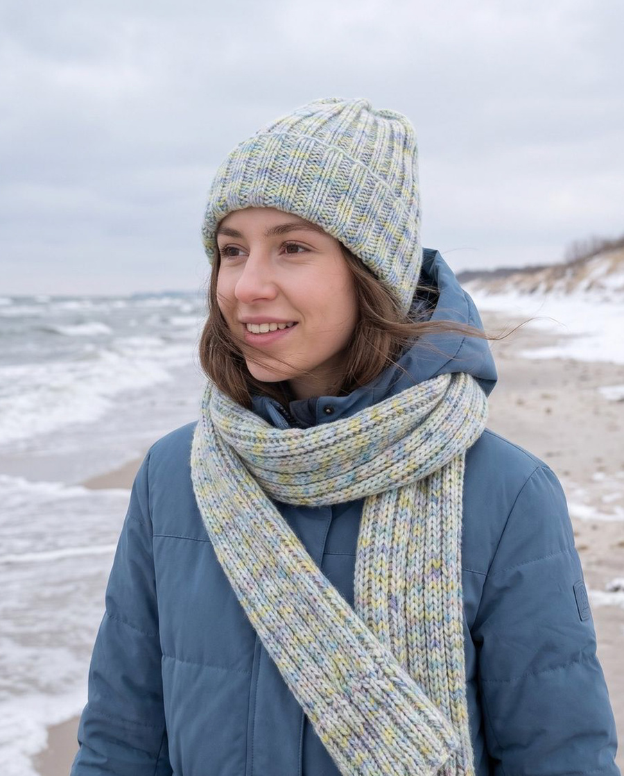 NELLI Handmade Merino Wool Beanie 37 Bajkowe Światełka Zielona