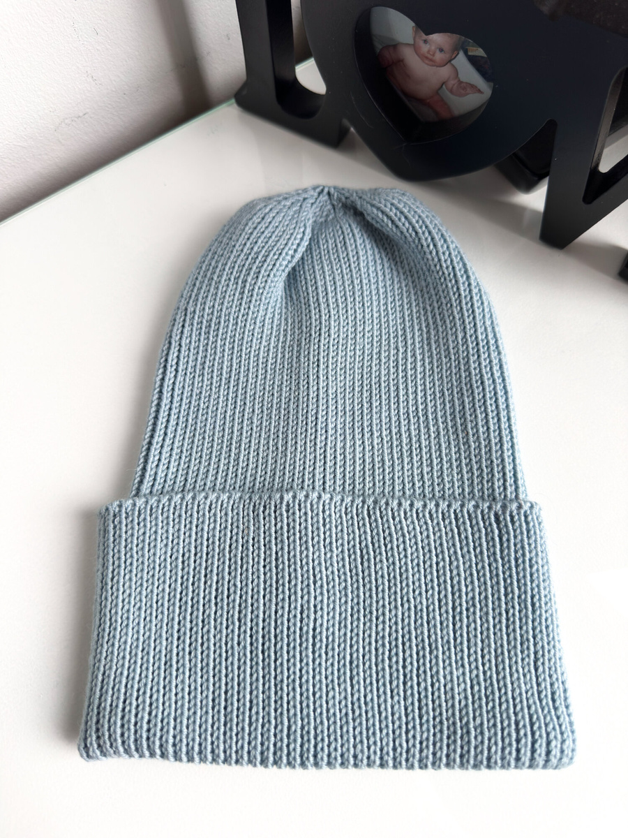 VARELLA Turn-Up Baby Merino Wool Beanie 100% 43 Jasny Morski