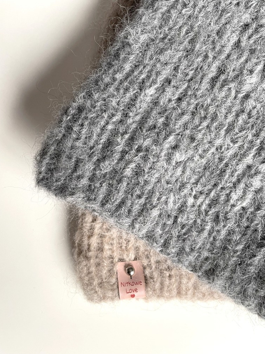 WATA CUKROWA – czapka z alpaki damska z merynosem 04 szary