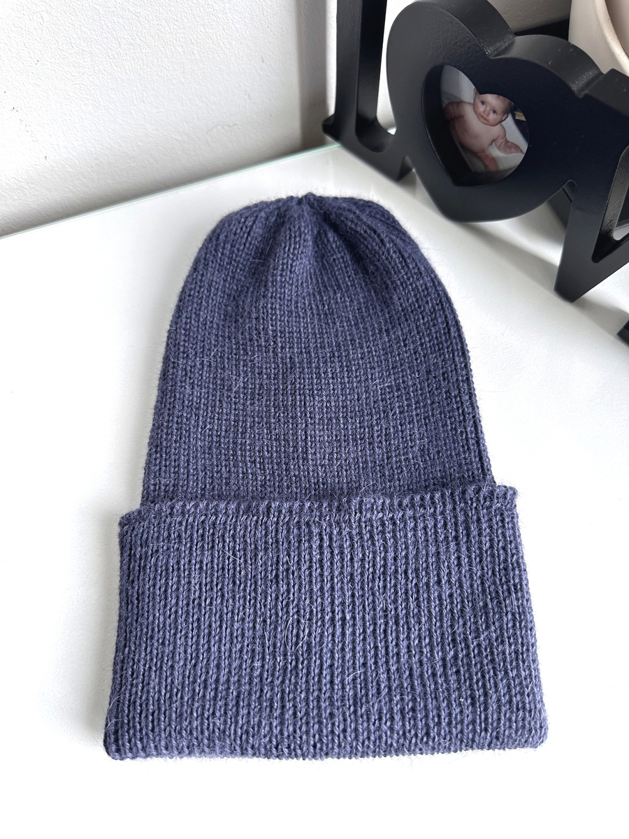 Czapka wywijana HELEN 100% Alpaka 4305 Ciemny Indygo