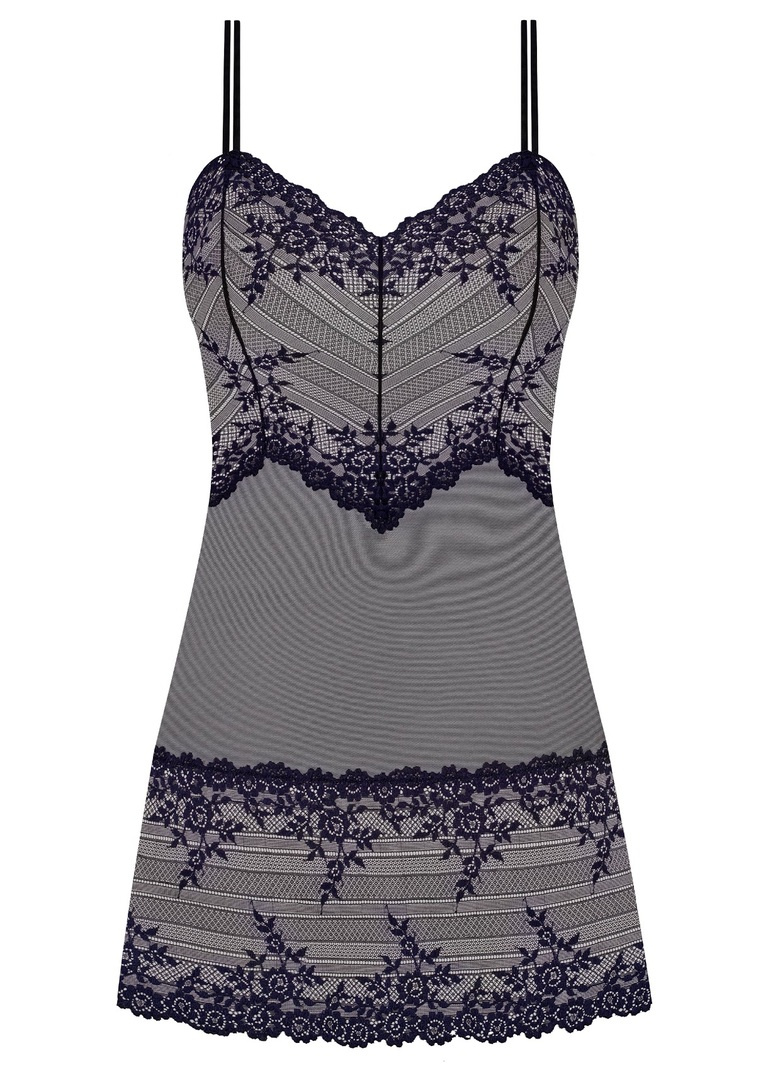 Koszulka nocna Wacoal EMBRACE LACE WA814191003 Chemise Black/night Sky