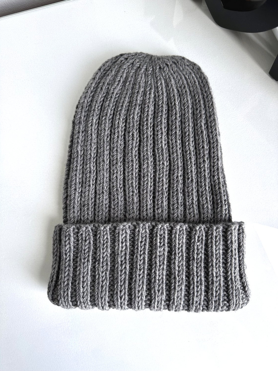 Wywijana czapka merino HELLI 100% Baby Merino 19 Szary