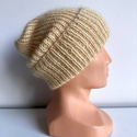 AUREA – ręcznie robiona ciepła czapka beanie baby merino + moher i jedwab dziecięca/damska 03/29 Wanilia