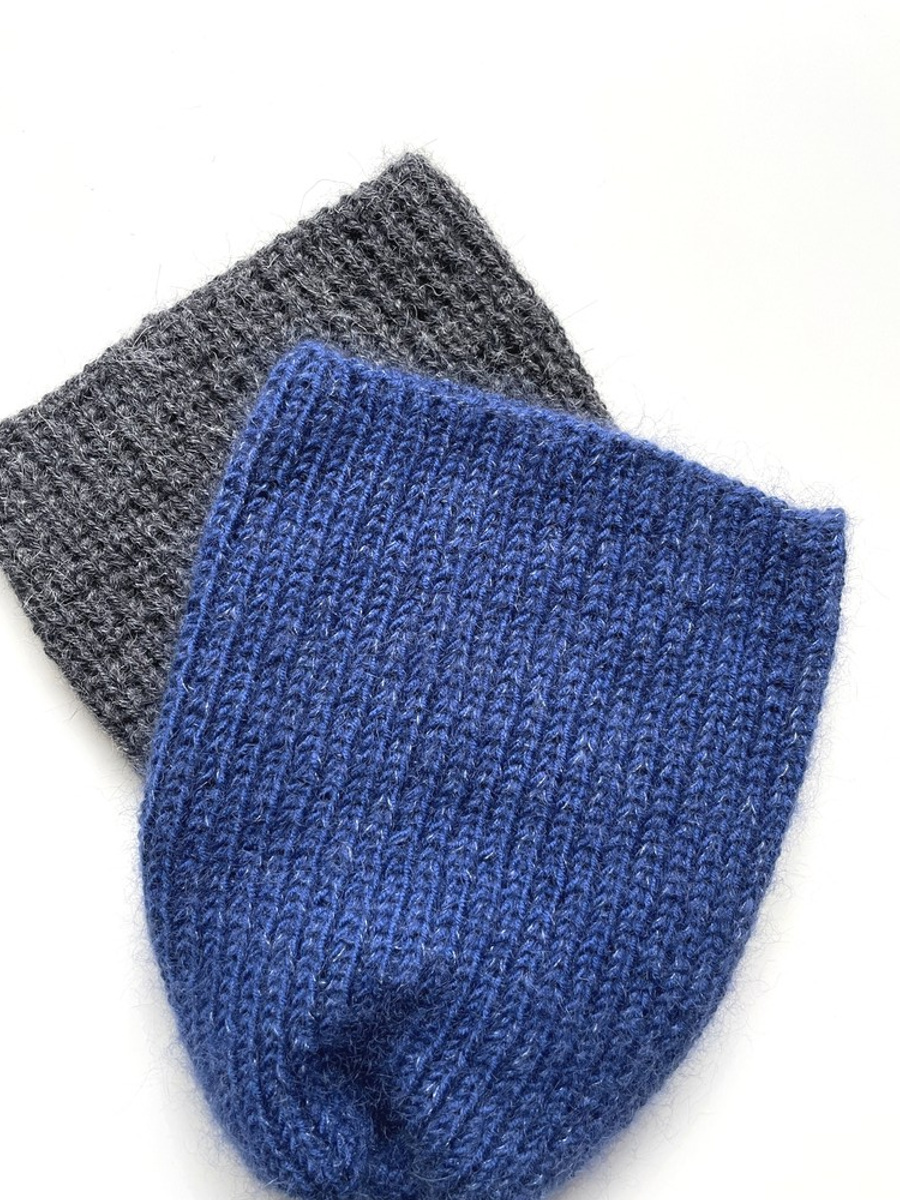 AUREA – ręcznie robiona czapka beanie baby merino + moher i jedwab damska 30/28 Niebieski