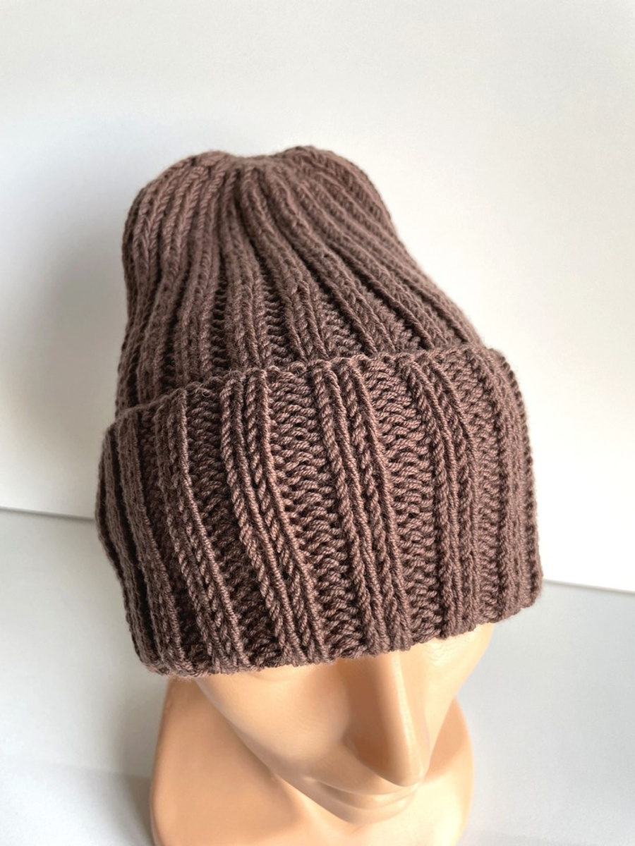 HELLI – czapka zimowa merino wywijana 52 Czekolada, unisex