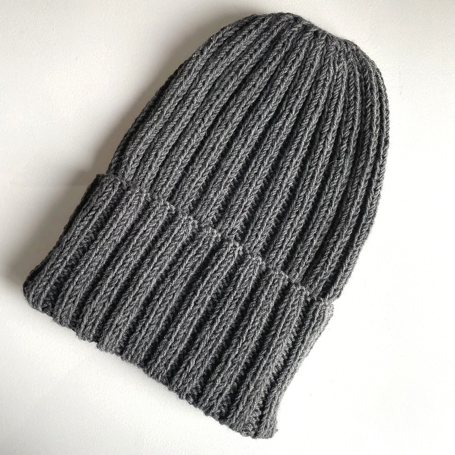HELLI – czapka zimowa merino wywijana 100% Baby Merino 20 Ciemny szary