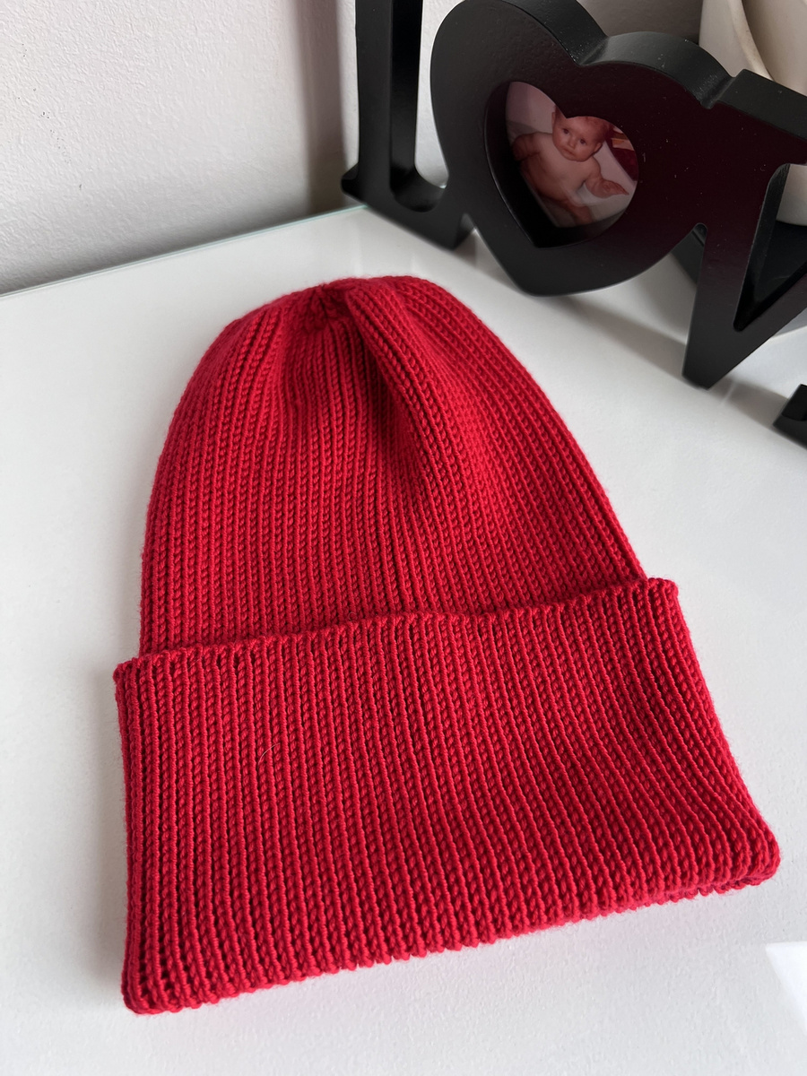 Beanie czapka z wełny merino VARELLA 100% Baby Merino 16 Czerwony