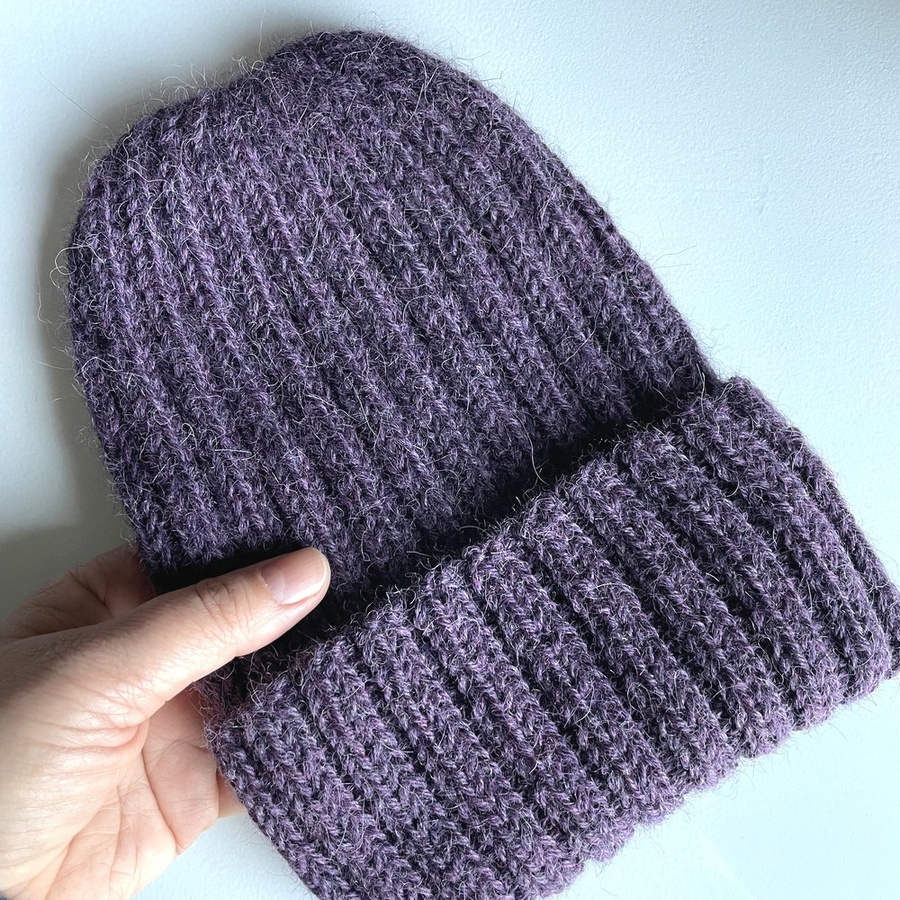 LAURIN Beanie 100% Alpaca 9023 Fioletowa Mgiełka