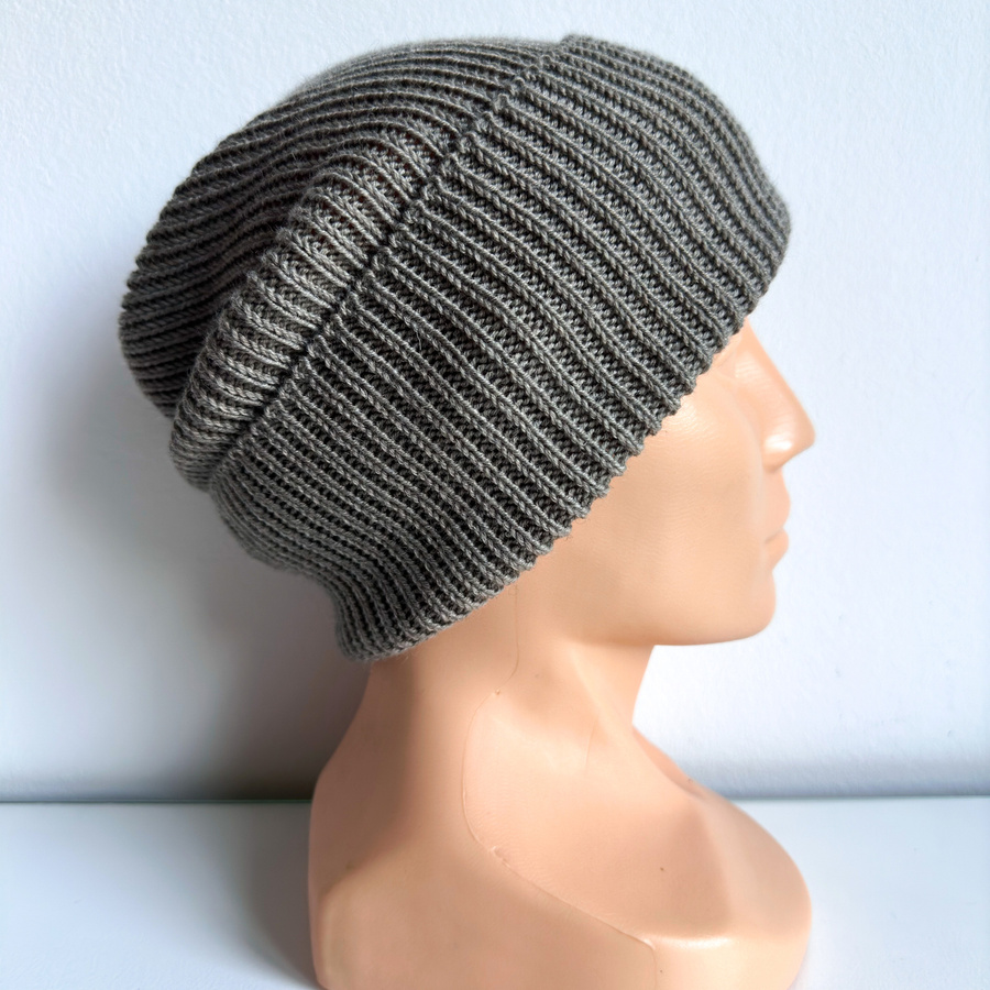 VARELLA – czapka merino beanie wywijana 57 szaro‑brązowy