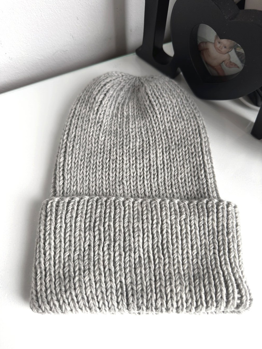 NANA – czapka wywijana z wełny baby merino 22 Jasny Szary