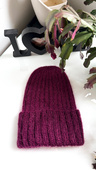 MARGARET Handgemachte Mütze Alpaka + Mohair und Seide 9045 Rubinowy