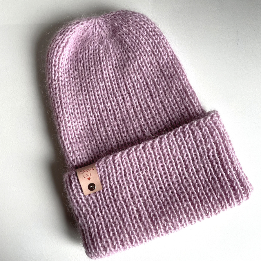 AUREA – czapka beanie handmade z baby merino + moher i jedwab damska/dziecięca 26/03 Jasny Stary Róż