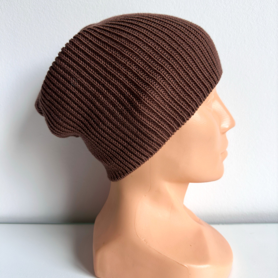 VARELLA – czapka z wełny merino beanie 52 Czekolada jesienno‑wiosenna