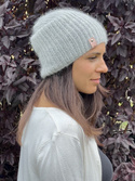 Handmade Czapka damska AUREA 100% Baby Merino plus moher i jedwab 22/44 Jasny Szary