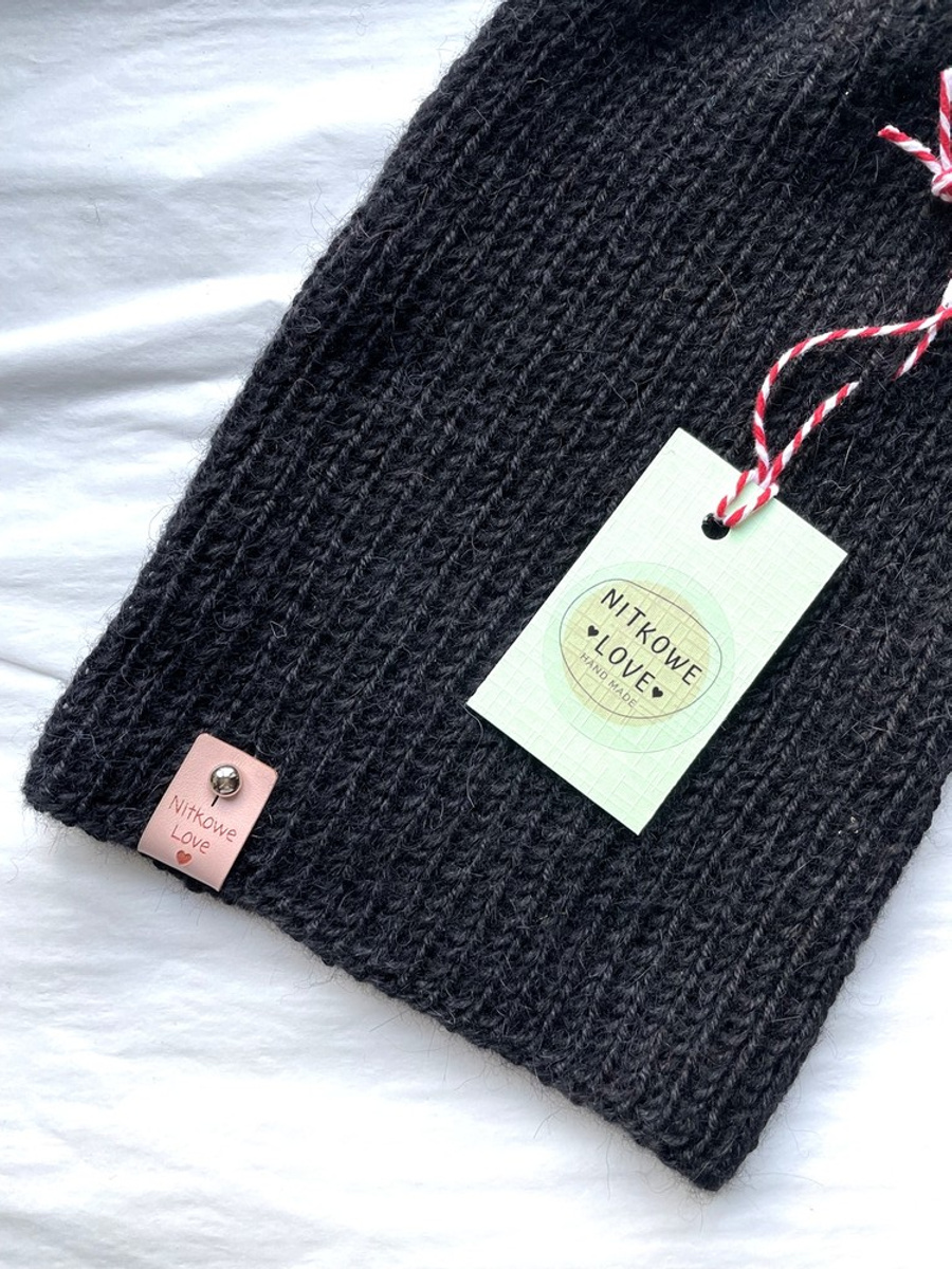 KIARA Handgemachte Beanie-Mütze aus 100% Alpaka 8903 Schwarz