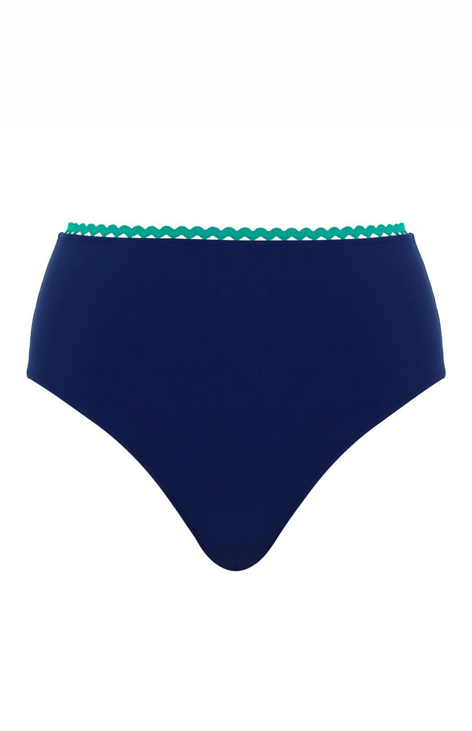 Wysokie figi kąpielowe Panache Swim RIC RAC SW1755B High Waist Bikini Bottoms Ric Rac Navy