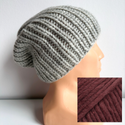 JANKA Damen-Winter-Beanie-Mütze aus Schafwolle 119 Wino Śliwkowe Nitkowe Love