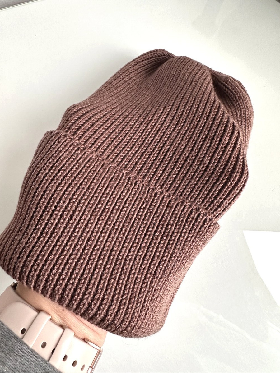 VARELLA – czapka beanie z wełny merino 100% Baby Merino 52 Czekolada jesienno-zimowa unisex