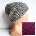 Czapka wywijana zrobiona ręcznie na drutach KIARA 100% Alpaka 9045 rubinowy