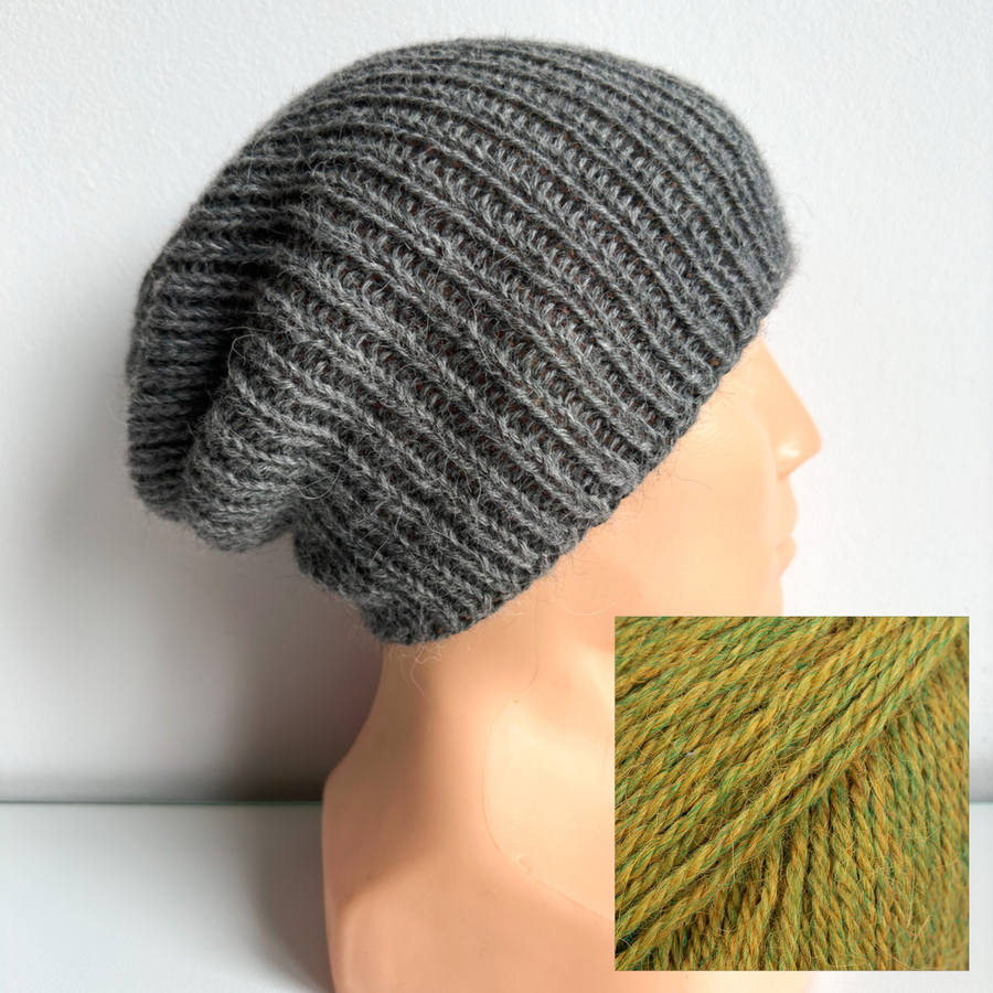 KIARA Beanie-Mütze aus 100% Alpaka 7233 oliwka zimowa