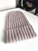 HELLI – czapka merino beanie wywijana 100% Baby Merino 23 Jasny Beż unisex zimowa