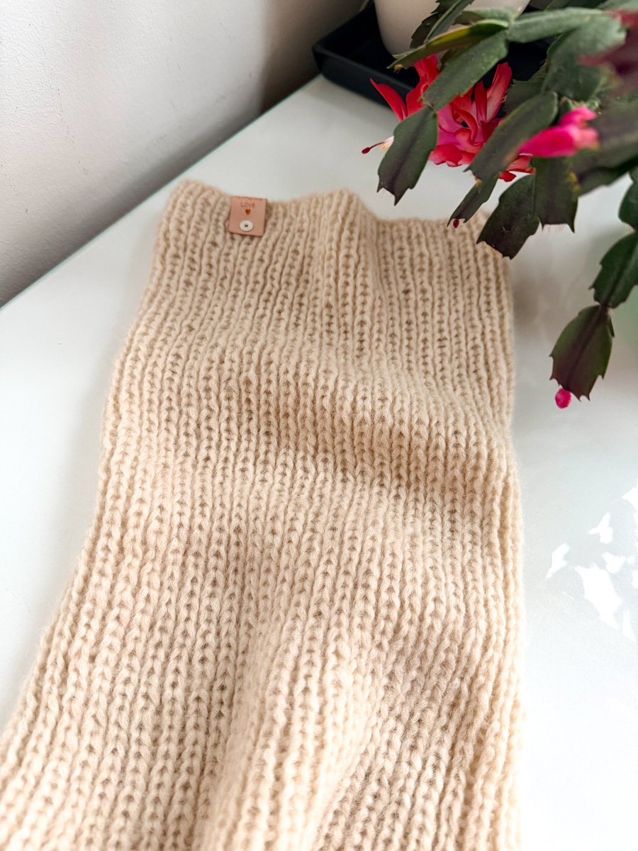 Ręcznie robiony KOMIN CHMURKA Alpaka 30 Zielona Szałwia