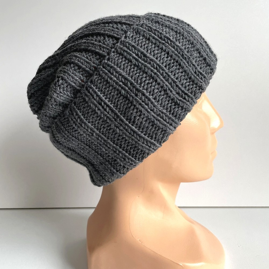 HELLI – czapka zimowa merino wywijana 100% Baby Merino 20 Ciemny szary