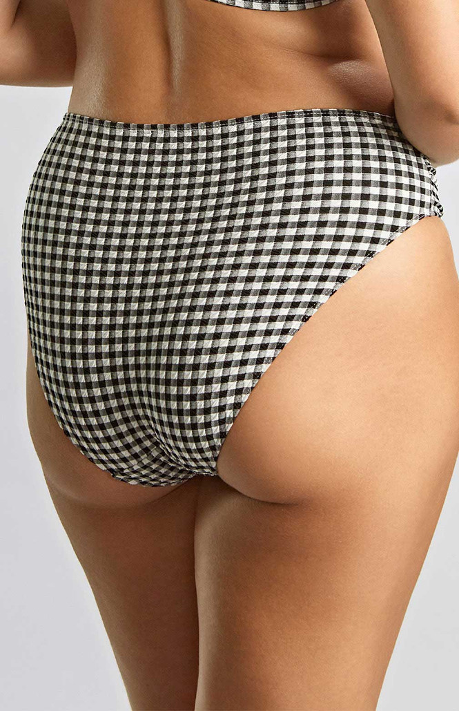 Figi kąpielowe Panache Swim GINGHAM SW1729 Midi Gathered Bikini Bottoms Black Gingham