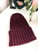 LAURIN Turn-Up Beanie 100% Alpaca 9044 ciemne winogrona