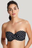 KOMPLET - Strój kąpielowy Panache Swim ANYA SPOT Black/White SW1013 Bandeau Bikini + figi kąpielowe SW1019 Gather Pant (30E)
